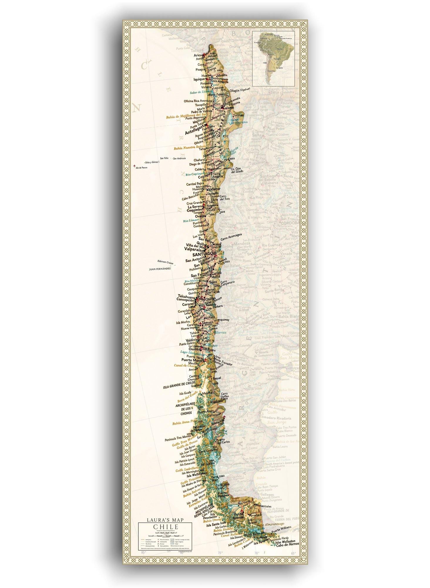 Mapa de Chile 2021 Sepia - Lámina
